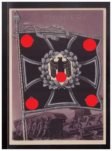 [Propagandapostkarte] Dt- Reich (024219) Propagandakarte Die Siegreichen Fahnen und Standarten der Deutschen Wehrmacht blanco gestempelt Eupen. 