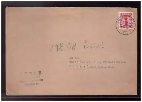 [Propagandapostkarte] Dt- Reich (024246) Brief Stempel NSDAP Kreis Friesland Varel und Jadebusen, gelaufen an NSDAP KL Wilhelmshaven 23.1.1939. 