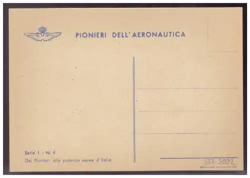 [Propagandapostkarte] Italien (006795) Propagandakarte Pionieri Dell`Aeronautica (Flugpioniere) Serie 1 Karte 4, ungebraucht. 