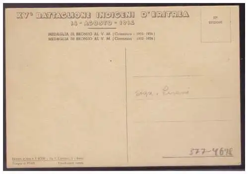 [Propagandapostkarte] Italien (006797) Propagandakarte Battaglione Indigeni d`Eritrea, ungebraucht. 