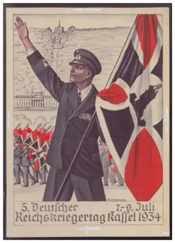 [Propagandapostkarte] DT-Reich (006804) Propaganda 1934  extrem seltene Probekarte, Deutscher Reichskriegertag Kassel, RS keine AK Einteilung. 