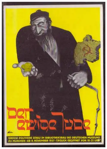 [Propagandapostkarte] Dt.-Reich (006829) Propagandakarte Der ewige Jude, blanco gestempelt mit Messesonderstempel München vom 19.12.1937. 