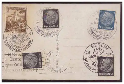 [Propagandapostkarte] Dt-Reich (007309) Propaganda Postkarte, Benito Mussolini, blanco gestempelt mit 5 verschiedenen Sonderstempeln. 