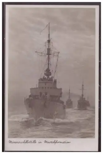 [Propagandapostkarte] Dt-Reich (007405) Propagandakarte, Minensuchflottille in Marschformation,ungebraucht. 