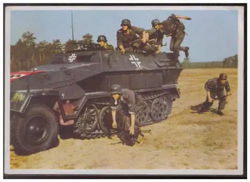 [Propagandapostkarte] Dt-Reich (007409) Propagandakarte, Panzer machen Weltgeschichte, Panzergrenardiere sitzen ab, ungebraucht. 