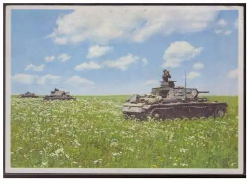 [Propagandapostkarte] Dt-Reich (007410) Propagandakarte, Panzer machen Weltgeschichte, .... kurz vor dem Panzerangriff, ungebraucht. 