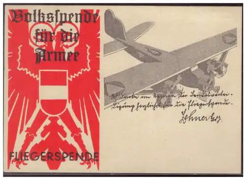 [Propagandapostkarte] Österreich (007413) Propagandakarte, Volksspende für die Armee, Fliegerspende, Staatssekretär Wilhelm Zehner,, ungebr. 