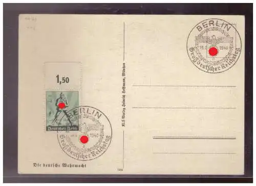 [Propagandapostkarte] Dt- Reich (W00198) Propagandakarte Die deutsche Wehrmacht, Hoffmannkarte, blanco gestempelt SST Berlin 19.7.1940. 