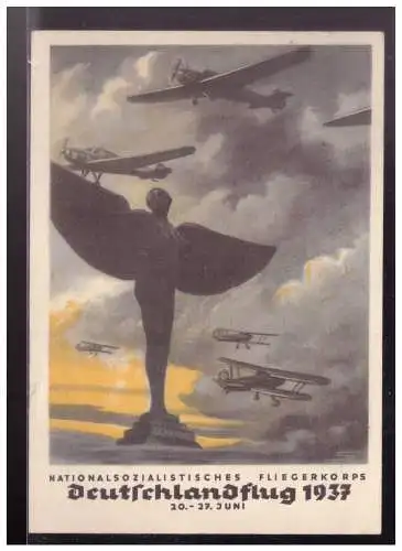 [Propagandapostkarte] Dt- Reich (W00199) Propagandakarte Nationalsozialistisches Fliegerkorps, Deutschlandflug 1937, gelaufen München. 