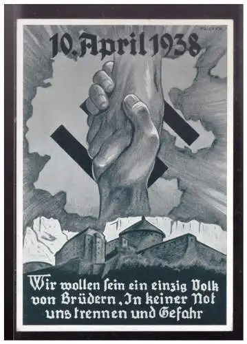 [Propagandapostkarte] Dt- Reich (W00230) Propaganda Deutscher Treuegruß aus Tirol, Volksabstimmung 10.4.1938, gst blanco mit SST München 20.4. 