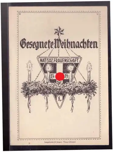 [Propagandapostkarte] Dt- Reich (W00231) Propagandakarte Gesegnete Weihnachten Nat. Soz. Frauenschaft, ungebraucht. 