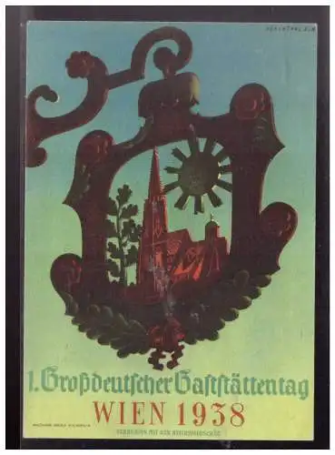 [Propagandapostkarte] Dt- Reich (W00232) Propagandakarte 1. Großdeutscher Gaststättentag Wien 1938, blanco gest. mit SST Wien 29.9.1938. 