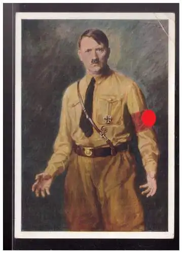 [Propagandapostkarte] Dt- Reich (W00235) Propaganda Gemäldekarte A.Hitler Bildniss gem Prof. Angermeyer Düsseldorf, ungebraucht. 