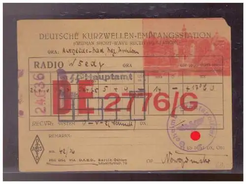 [Propagandapostkarte] Dt- Reich (W00242) DKE QRA-Karte aus Altheide Bez. Breslau Kastenstpl SS-Hauptamt" sowie K1 Geheime Staatspolizei 1936. 