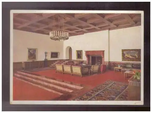 [Propagandapostkarte] Dt- Reich (024500) Propaganda AK Platterhof, Der Berghof Obersalzberg, Große Halle, ungebraucht. 