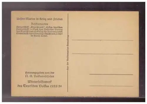 [Propagandapostkarte] Dt- Reich (024502) Propaganda AK WHW des Deutschen Volkes 1933/ 34 Panzerschiff Deutschland, ungebraucht. 