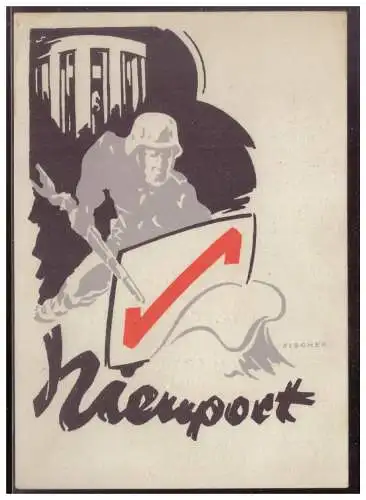 [Propagandapostkarte] Dt- Reich (007507) Propagandakarte, Niemport, ungebraucht, sign. Fischer, Rückseite 2. Wahl!!, sehr seltene Karte. 