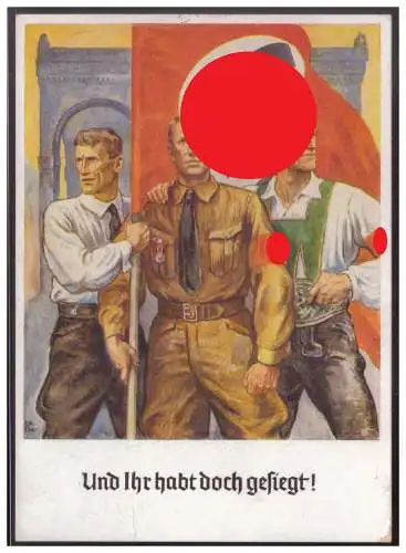 [Propagandapostkarte] DT- Reich (007546) Propaganda Ganzsache Fech PP127 C46, und Ihr habt doch gesiegt,gelaufen mit SST München 9.11.1938. 
