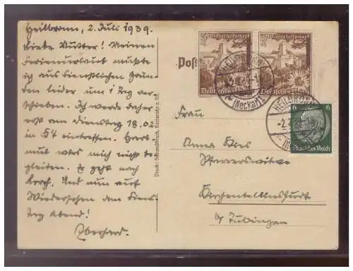 [Propagandapostkarte] Dt- Reich (W00251) Propaganda Wettkämpfe der SA Gruppe Südwest, Karlsruhe 1936, gelaufen Heilbronn, waagrecht geknickt. 
