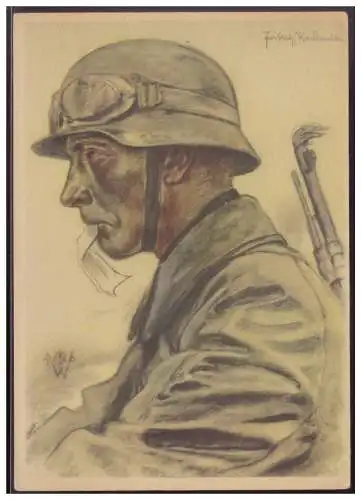 [Propagandapostkarte] Dt-Reich (007618) Propagandakarte, W.Willrich, Kradmelder einer Panzer-Vorausabteilung, gelaufen!! Reichstadt Nürnberg. 