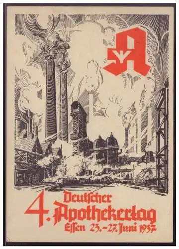 [Propagandapostkarte] Dt-Reich (007619) Propagandakarte, 4.Deutscher Apothekertag, Essen 1937, gelaufen mit SST Essen am 25.6.1937. 