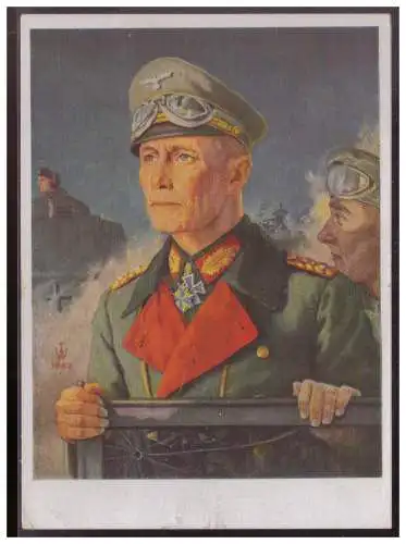 [Propagandapostkarte] Dt- Reich (007696) Propagandakarte, farbig, W.Willrich, VDA-Karte, Rommel greift an, ungebracht. 