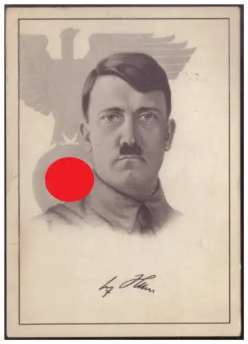 [Propagandapostkarte] Dt- Reich (007790) Propagandakarte A.Hitler mit gedruckter Unterschrift gel. mit SST Geburtstagsstempel Wien am 20.4.38. 