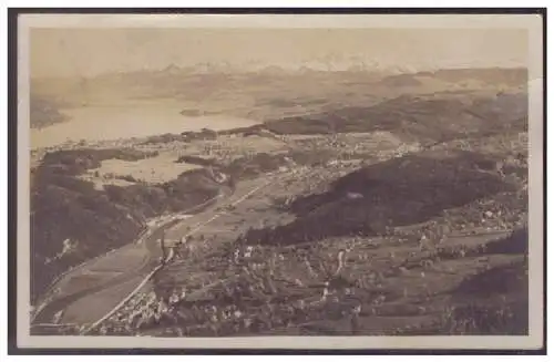 [Ansichtskarte] Schweiz (007988) AK Blick von der Felsenegg g. den Zürichsee und die Glärnischgruppe, gelaufen 2.1.1923. 