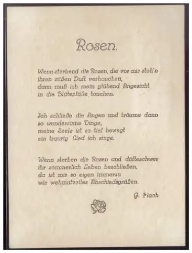 [Ansichtskarte] Sudetenland (007998) Gedichtkarte, Rosen, gel mit Befreiungsstempel Reichenberg im befeiten Sudetenland am 4.12.1938. 