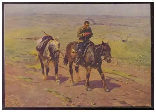 [Propagandapostkarte] UDSSR (008064) AK 1954 Auf den Weg zur Abteilung Budjonova, nach Gemälden des Malers Grekow ungebraucht. 