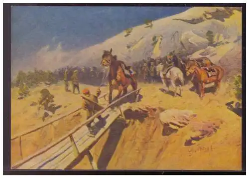 [Propagandapostkarte] UDSSR (008076) AK 1954 Brücke bei Tschortov, nach Gemälden des Malers Grekow ungbraucht. 