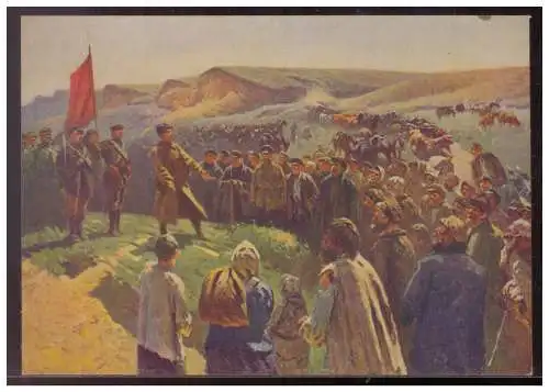 [Propagandapostkarte] UDSSR (008077) AK 1954 auf den Weg nach Zarazyn, nach Gemälden des Malers Grekow ungebraucht. 