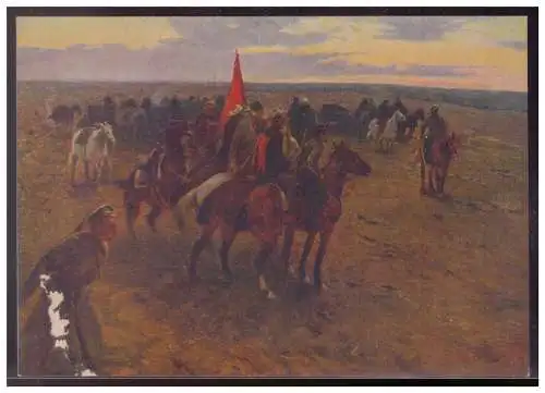 [Propagandapostkarte] UDSSR (008080) AK 1954 Rote Fahne in der Steppe bei Salskix nach Gemälden des Malers Grekow ungebraucht Karte ist 2.Wahl. 