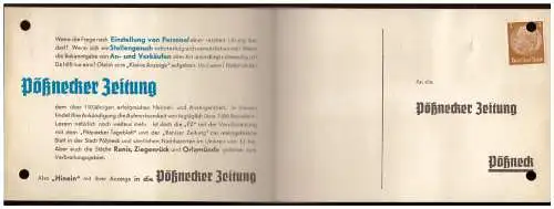 [Propagandapostkarte] Dt- Reich (008096) Doppelpostkarte, Pößnecker Zeitung, für die Erstellung einer Anzeige, Was tun spricht Zeus, gebraucht. 