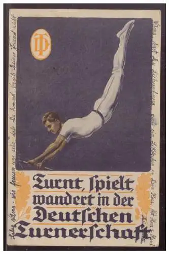 [Propagandapostkarte] Dt.- Reich (008112) Werbepostkarte Turnt, spielt, wandert in der Deutschen Turnerschaft, gelaufen. 