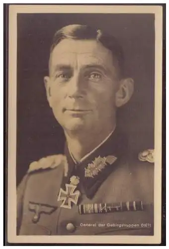 [Propagandapostkarte] Dt.- Reich (008130) Propagandakarte Ritterkreuzträger General der Gebirgstruppen Dietl, Photo Hoffmann München. 