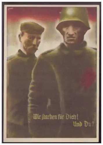 [Propagandapostkarte] DT- Reich (008147) Propagandakarte Volksabstimmung Saarland, Wir starben für Dich! Und Du?, ungebraucht. 