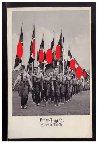 [Propagandapostkarte] Dt- Reich (008560) Propagandakarte Hitler- Jugend, Fahnen im Marsch!, ungebraucht. 