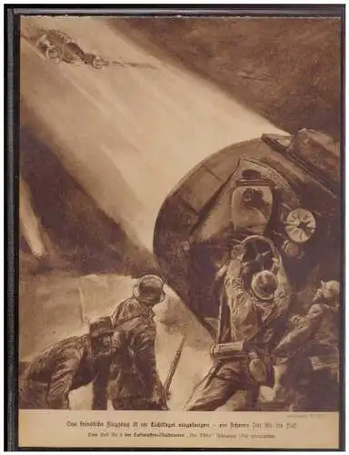 [Propagandapostkarte] Dt- Reich (009034) Propaganda, Das feindliche Flugzeug ist im Lichtkegel eingefangen, ein sicheres Ziel für die Flak. 