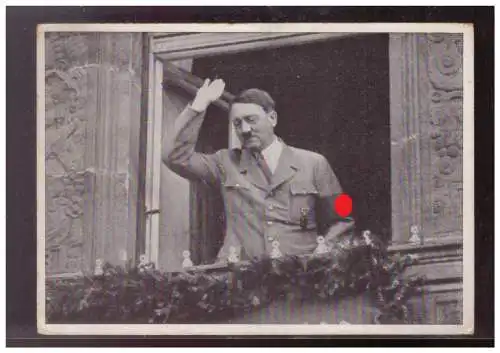 [Propagandapostkarte] Dt-Reich (009121) Propagandakarte Der Führer am Fenster im Deutschen Hof am Reichsparteitag in Nürnberg, gelaufen. 