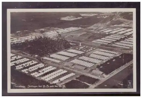 [Propagandapostkarte] Dt-Reich (009122) Propagandakarte Nürnberg, Zeltlager der HJ und der SA, blanco mit Sonderstempel von München 1943. 