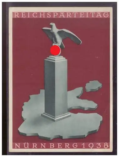 [Propagandapostkarte] DT- Reich (009133) Propagandakarte, Reichsparteitag Nürnberg 1938, Rückseite mit privaten Zudruck für Bestellung selten!. 