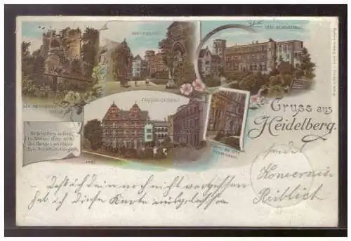 [Lithographie] AK (009256) Heidelberg Litho, Gruss aus Heidelberg, gelaufen. 