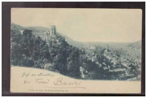 [Lithographie] AK (009257) Heidelberg, Gruss aus Heidelberg, gelaufen Heidelberg 1900. 