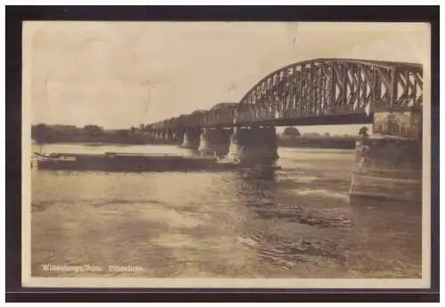 [Echtfotokarte schwarz/weiß] AK (009262) Wittenberg, Elbbrücke, gelaufen mit SST Wittenberg 1942. 