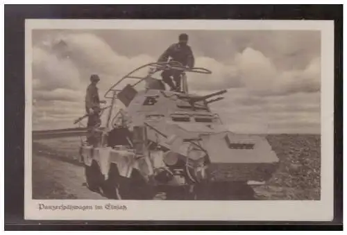 [Propagandapostkarte] Dt- Reich (009435) Propagandakarte Panzerspähwagen im Einsatz, Freigegeben SS, gelaufen 4.9.1943. 