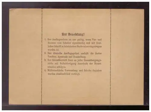 DT- Reich (009467) Propaganda Deutsch - dänischer Ausflugsverkehr, 3 Tage, mit Gebührenmarke der Polizei 10 rpf