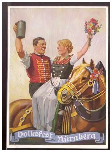 [Propagandapostkarte] Dt- Reich (009830) Propagandakarte Volksfest Nürnberg, Stadt der Reichsparteitage, gelaufen. 