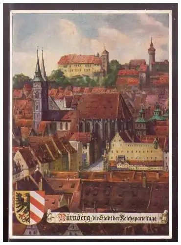 [Propagandapostkarte] Dt- Reich (009885) Propagandakarte Nürnberg die Stadt des Reichsparteitags, Blick auf die Burg, gelaufen Nürnberg 1936. 