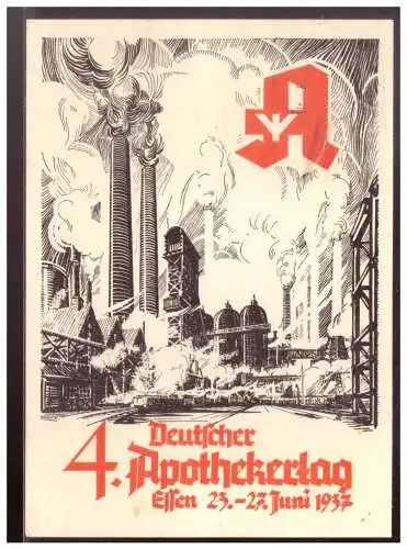 [Propagandapostkarte] Dt-Reich (009910) Propagandakarte, 4.Deutscher Apothekertag, Essen 1937, gelaufen mit SST Essen am 24.6.1937. 